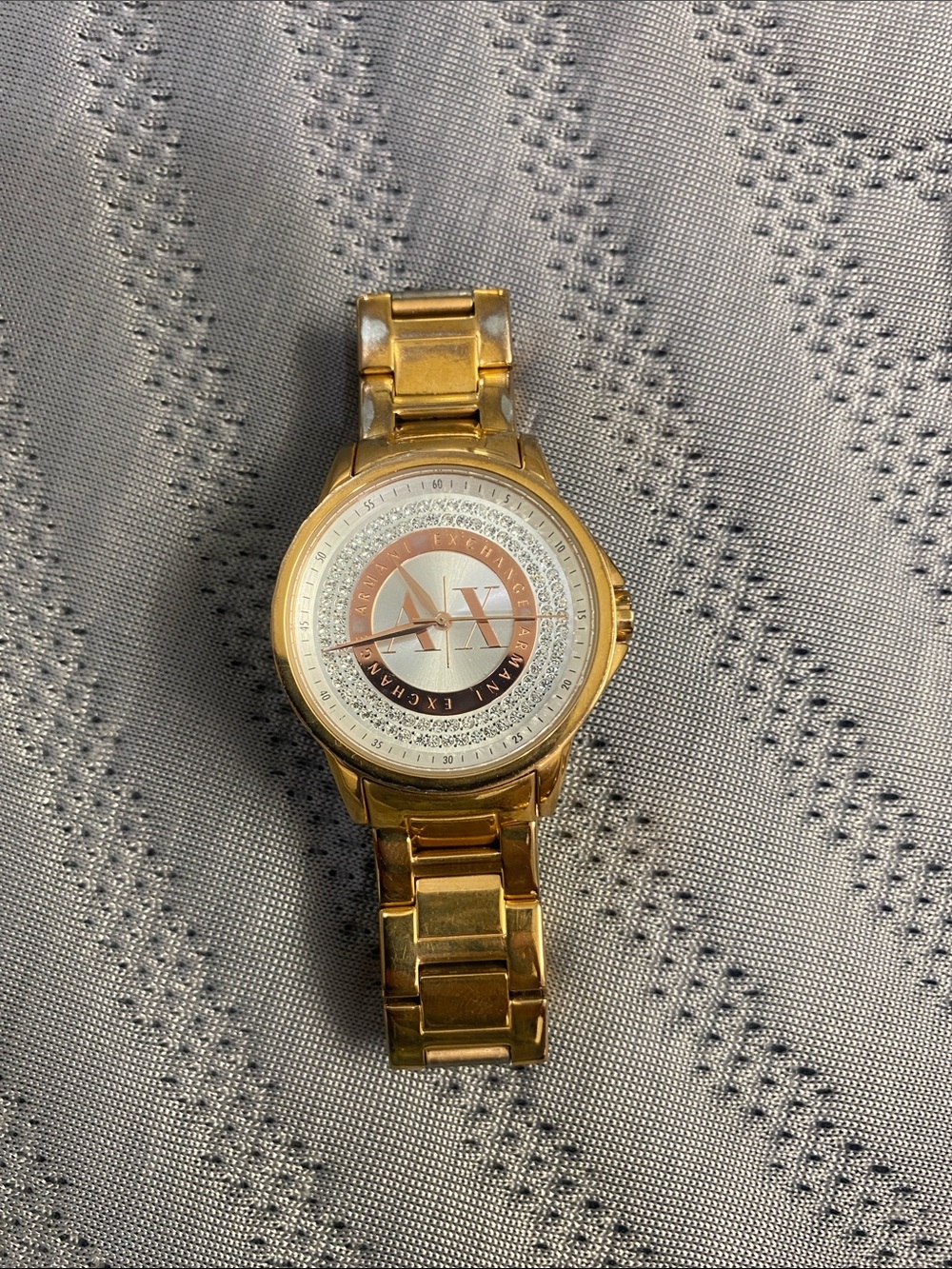 Armani Exchange Gold Tone Bracelet Watch with White Dial